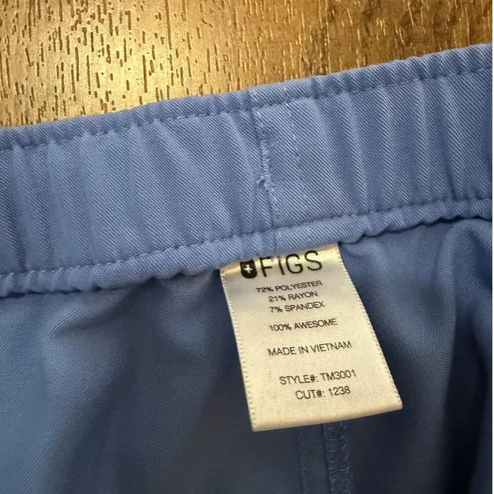 FIGS Cairo Cargo Scrub Pants Ceil Blue Technical Collection Zip Fly Size XXL